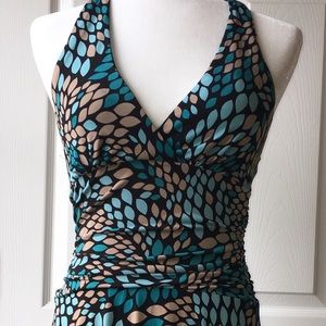 Teal and brown dress